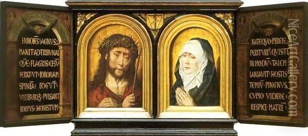 Christ Crowned with Thorns and Mater Dolorosa Oil Painting - Aelbrecht Bouts