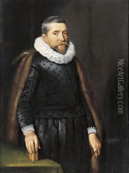 Portrait Of A Gentleman, Said To Be Meindert Lasden Oil Painting - Michiel Jansz. van Mierevelt