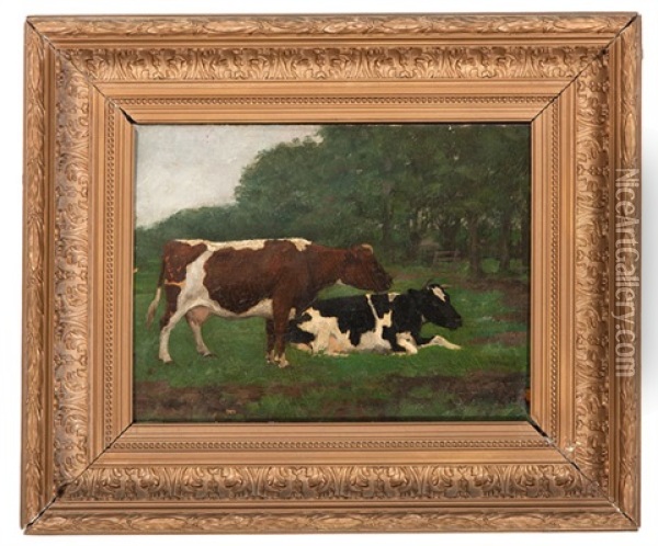 Cattle In Pasture Oil Painting - Dirk Johannes Van Haaren