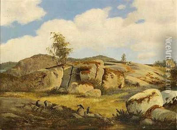 Tysk Bjerglandskab Oil Painting - Frederik (Fritz) Petzholdt