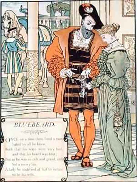 Bluebeard and his wife Oil Painting - Walter Crane