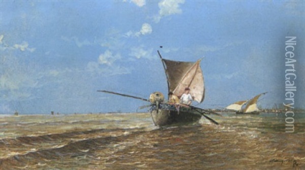 Barche Di Pescatori Oil Painting - Riccardo Pellegrini