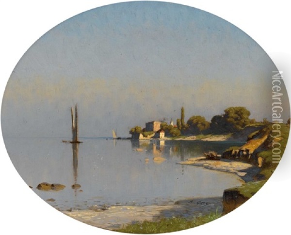 Yvoire (lac Leman) Oil Painting - Albert Henri John Gos