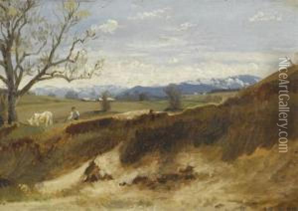 Landscape With A Peasant Oil Painting - Johann Gottfried Steffan