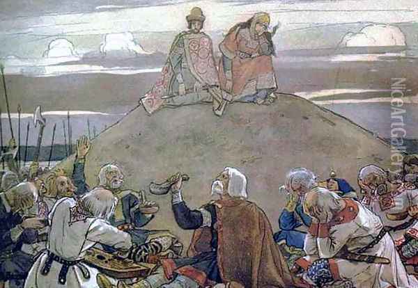 Commemorative feast after Oleg,1899 Oil Painting - Viktor Vasnetsov