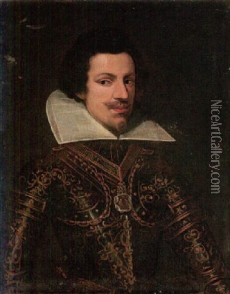 Portrait Of Vittorio Amadeo I, Duke Of Savoy, Wearing Armour And The Badge Of The Order Of The Annunziata Oil Painting - Giovanna Garzoni