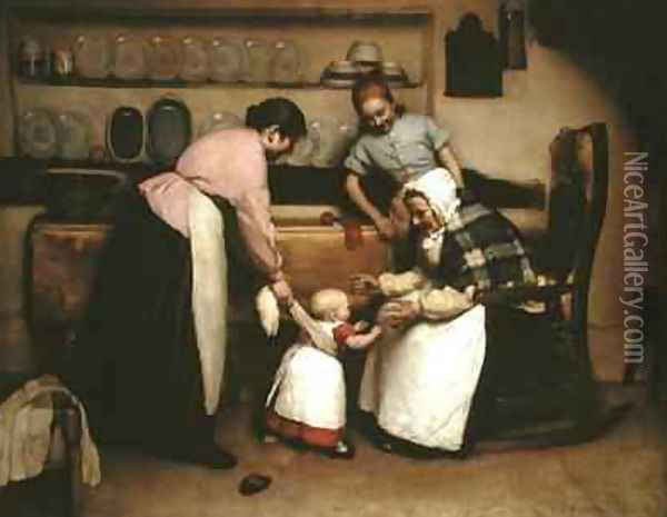 First Steps 1888 Oil Painting - George Hall Neale