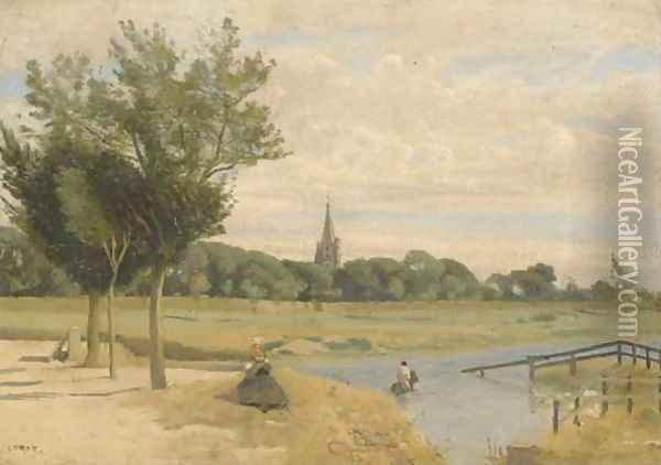 L'abreuvoir Oil Painting - Jean-Baptiste-Camille Corot