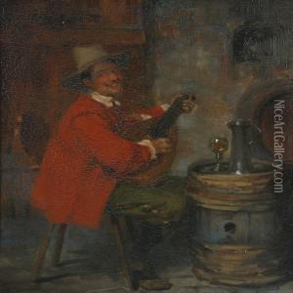 Scene From An Inn With A Musician Oil Painting - Viktor Schivert