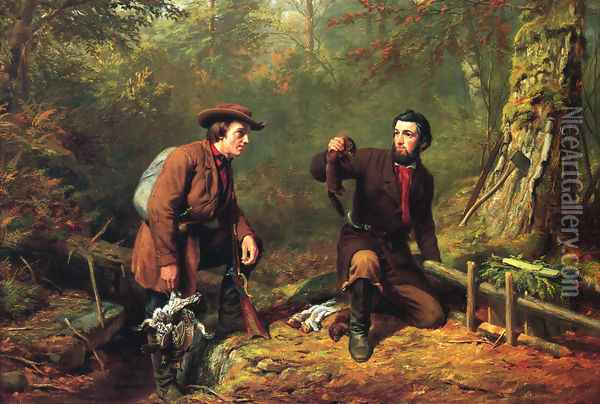 Mink Trapping in Northern New York Oil Painting - Arthur Fitzwilliam Tait
