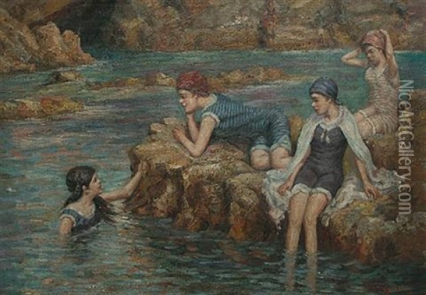 Young Bathers Oil Painting - Theodore Gerard
