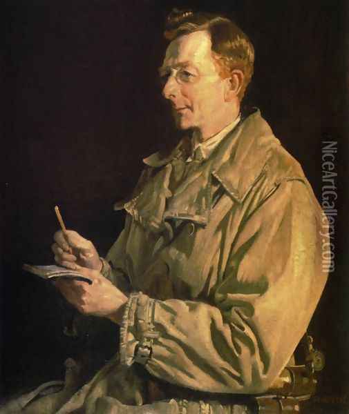 Portrait of Charles E.W. Bean, Australian official war correspondent during the First World War Oil Painting - George Lambert
