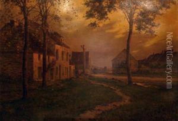 La Grand Rue Du Village Oil Painting - Albert Ferdinand J. Gosselin