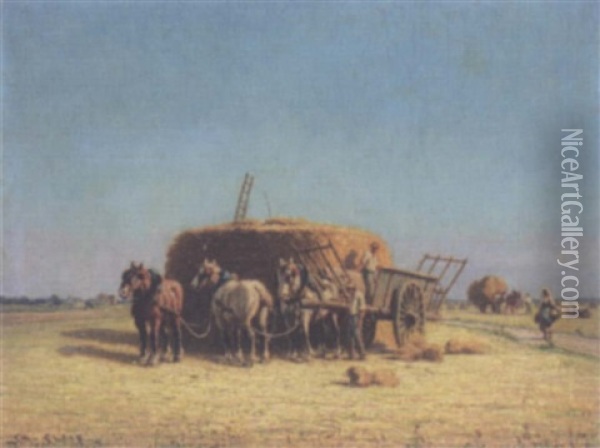 Harvesting Oil Painting - Charles H. Clair