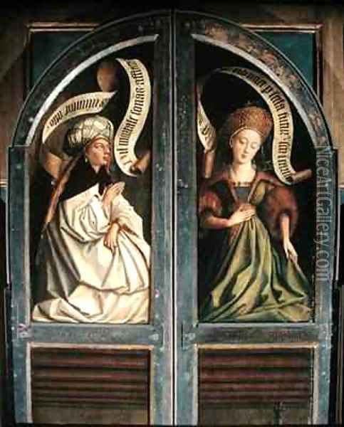 The Ghent Altarpiece The Erythrean Sibyl and the Cumaean Sibyl from the exterior of the two shutters Oil Painting - Hubert & Jan van Eyck
