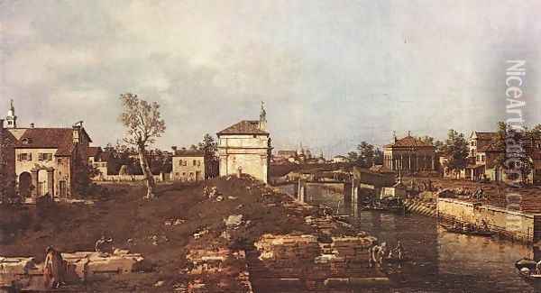 The Brenta Canal At Padua Oil Painting - (Giovanni Antonio Canal) Canaletto