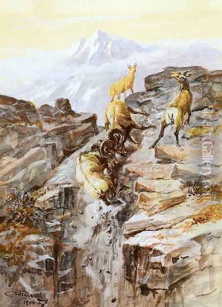 Big Horn Sheep Oil Painting - Charles Marion Russell