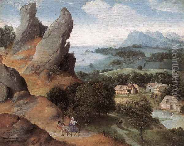 Landscape with the Flight into Egypt Oil Painting - Joachim Patenier (Patinir)
