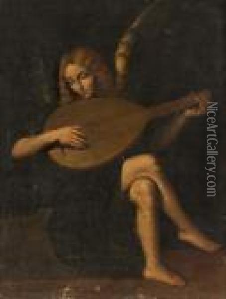 Engel Mit Laute Oil Painting - Michelangelo Merisi Da Caravaggio