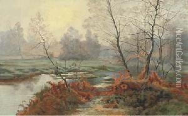 A Woodland Stream Oil Painting - Albert Gabriel Rigolot