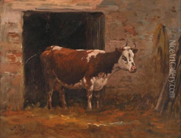 Vache-interieur D'etable Oil Painting - Jean-Ferdinand Chaigneau