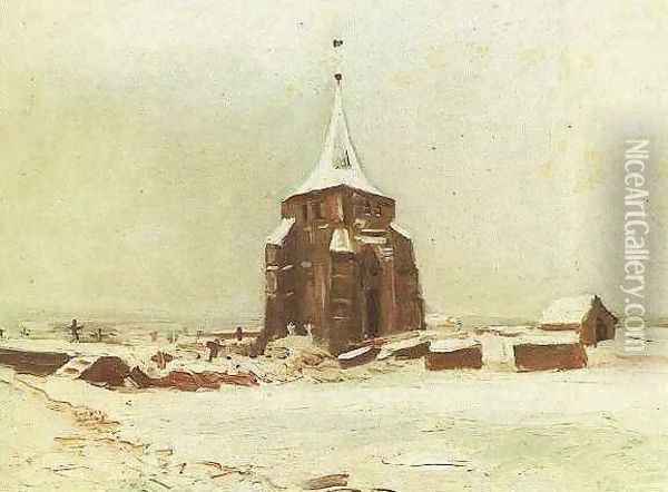 The Old Cemetery Tower At Nuenen In The Snow Oil Painting - Vincent Van Gogh