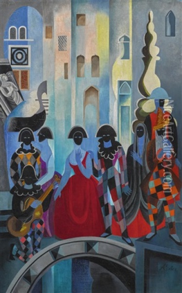 Carnival In Venice Oil Painting - Alexandra Exter