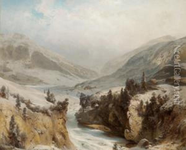Grande Paesaggio Invernale Oil Painting - Carl Hilgers