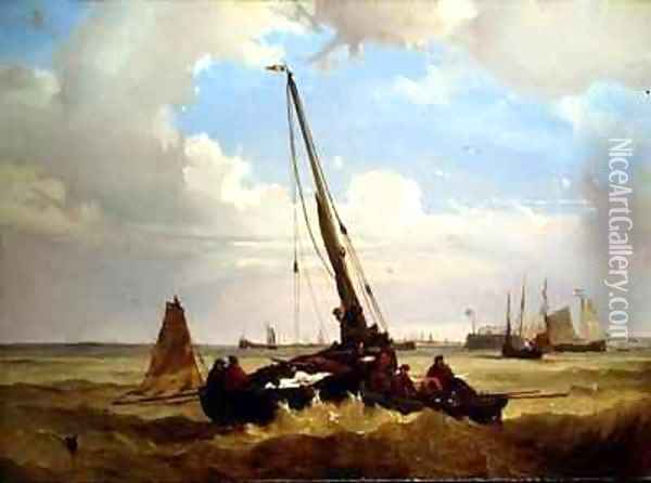 Fishing vessels off Calais Oil Painting - Alexandre T. Francia