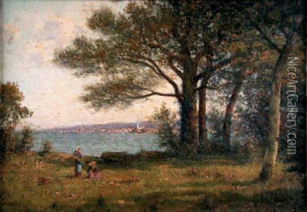 Paysage De Bord De Mer. Oil Painting - Henri Malfroy