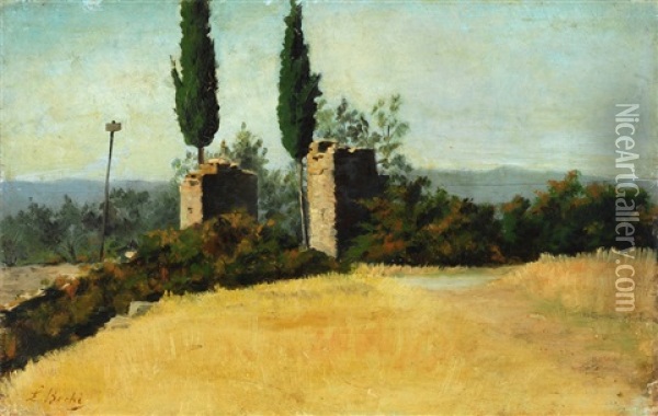 Paesaggio Oil Painting - Luigi Bechi