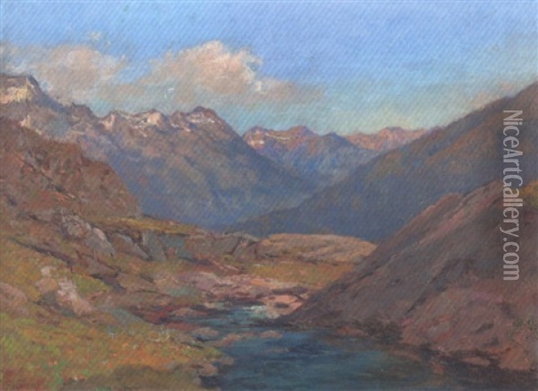 Bergsee In Den Alpen Oil Painting - Gioacchino Galbusera