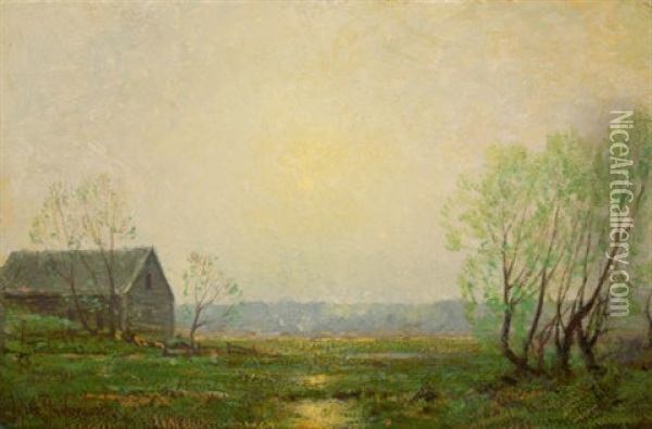 Landscape With Cabin Oil Painting - Julian Onderdonk