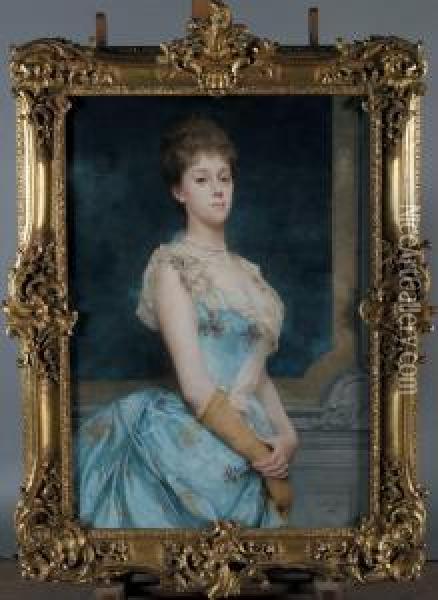 Portrait De Jeune Femme En Buste Oil Painting - Emile Levy