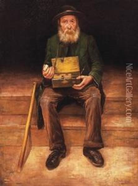 Wandering Jewish Man (cigarette Vendor) Oil Painting - Dome Skuteczky