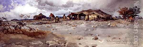 In the Encampment of Agile Agha near Mount Taboz Oil Painting - Carl Haag