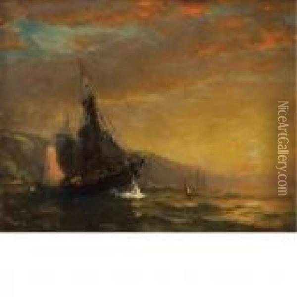 Boats At Twilight Oil Painting - George Herbert McCord