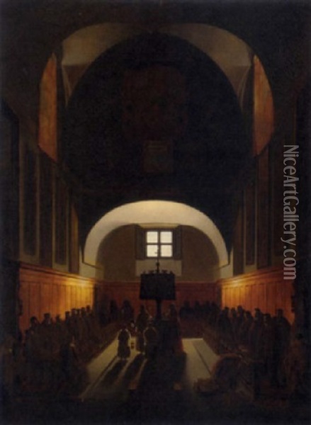 Interior Of The Choir In The Capuchin Church In Piazza Barberini, Rome Oil Painting - Francois Marius Granet