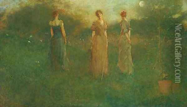 In the Garden Oil Painting - Thomas Wilmer Dewing