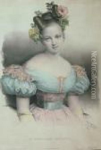 Portret Mlodej Kobiety - Mme Schroeder-devrient Oil Painting - Henri Grevedon