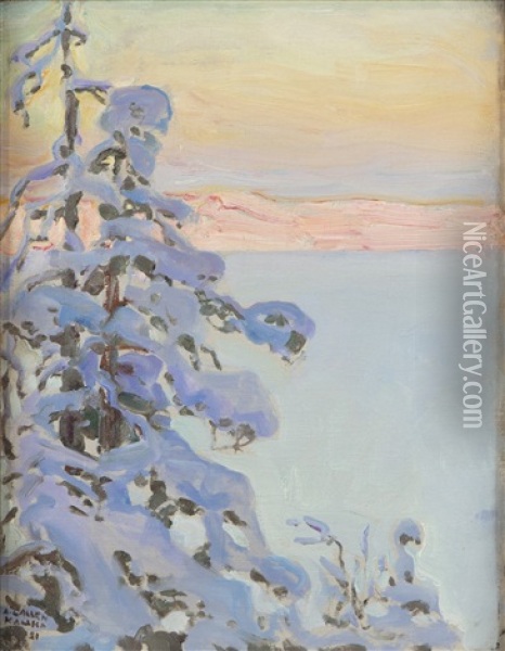 View Over The Lake Oil Painting - Akseli Valdemar Gallen-Kallela