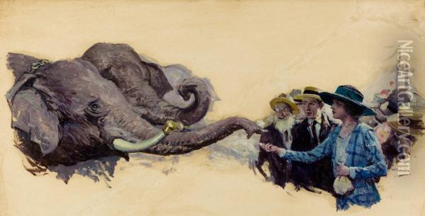 Feeding The Elephants Oil Painting - William Henry Dethlef Koerner