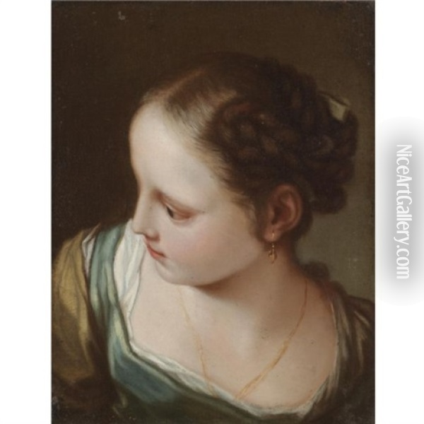 Portrait Of A Young Girl (the Artist's Daughter?) Oil Painting - Benedetto Luti
