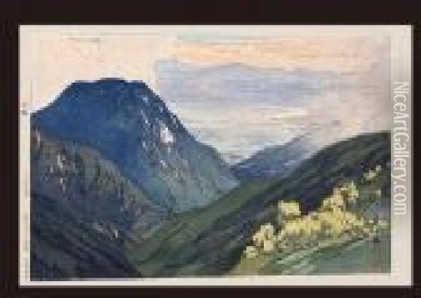 Oteni Mountain Oil Painting - Hiroshi Yoshida