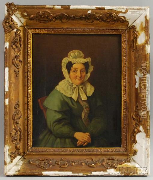 Portrait Of A Woman In A Bonnet Oil Painting - Johann Grund