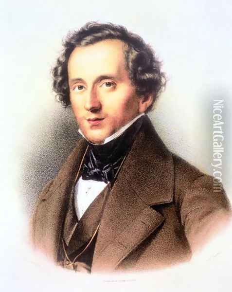 Portrait of Felix Mendelssohn 1809-47 Oil Painting - Friedrich Jentzen