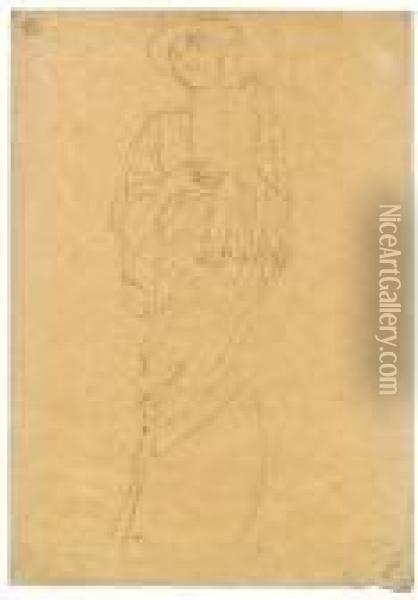 Weibliche Gestalt Mit Toga, Eine Tafel Haltend Oil Painting - Gustav Klimt