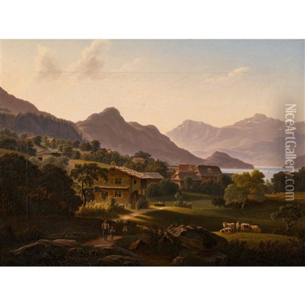 Weggis Mit Vierwaldstattersee Oil Painting - Samuel Birmann
