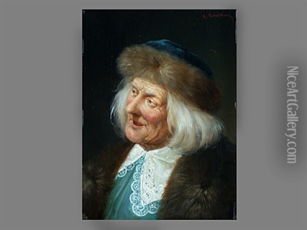 Portrait Eines Alten Mannes Oil Painting - August Stephan