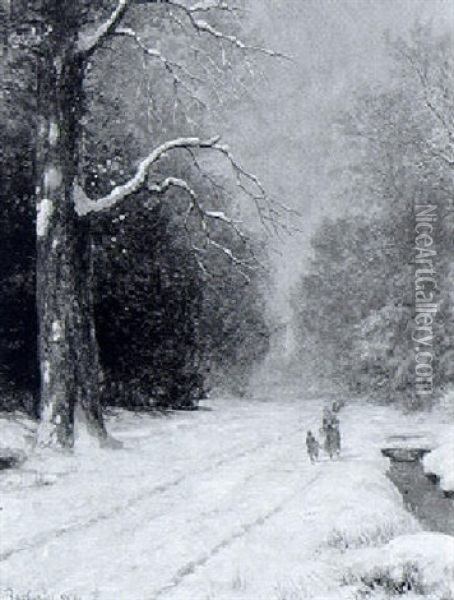 Ein Wintertag Oil Painting - Gustav Barbarini